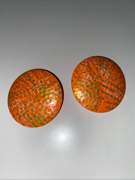 Jewelry - Bold Orange Patterned Round Earrings